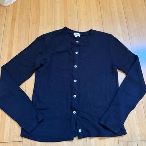 DONNI Navy Blue Ribbed Cardigan Size Small